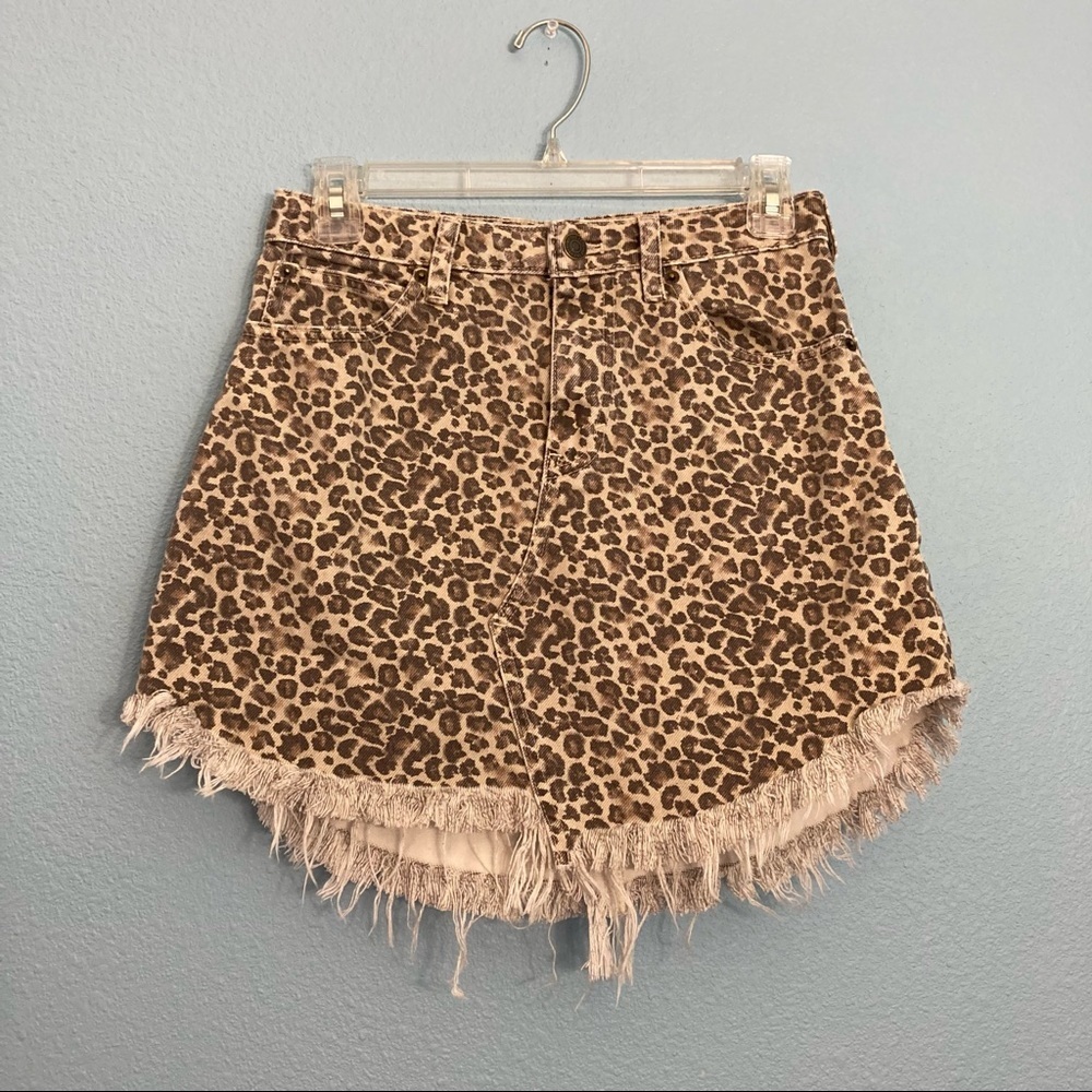 We The Free Leopard Print Mini Denim Skirt - Size 25